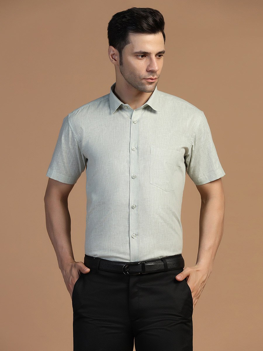Men Green Short Sleeve Shirt