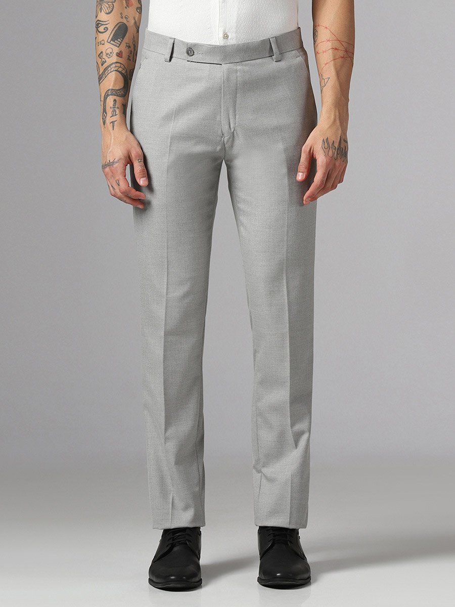 Men Grey Stretchable Formal Trousers