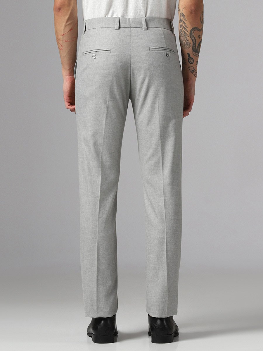 Men Grey Stretchable Formal Trousers
