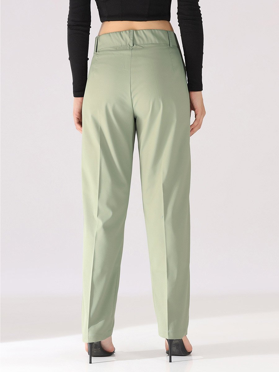 Light Green Straight Fit Trousers