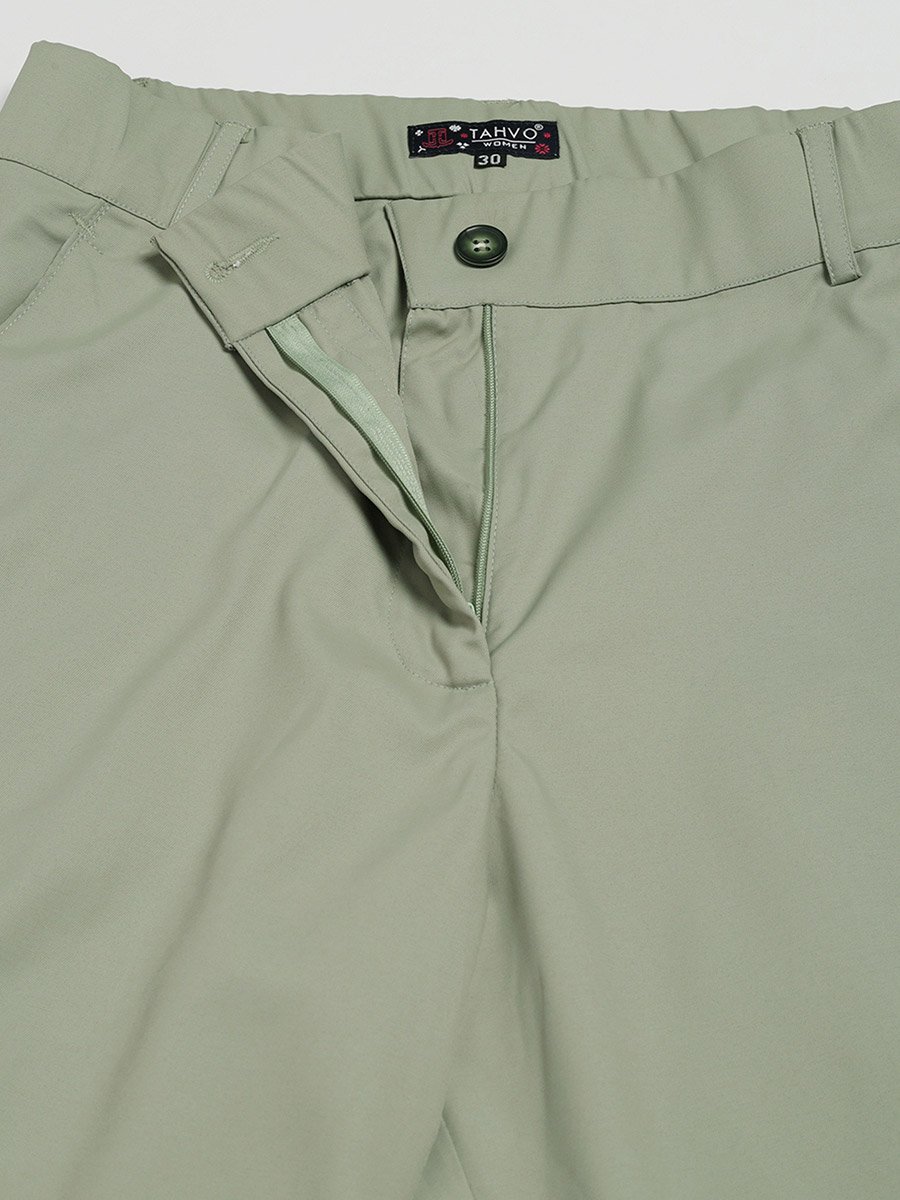 Light Green Straight Fit Trousers