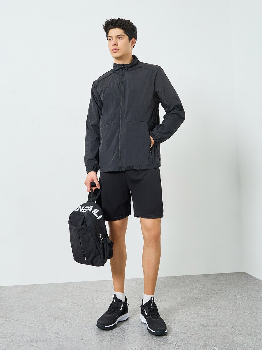 Men Black Zip-Up Jacket