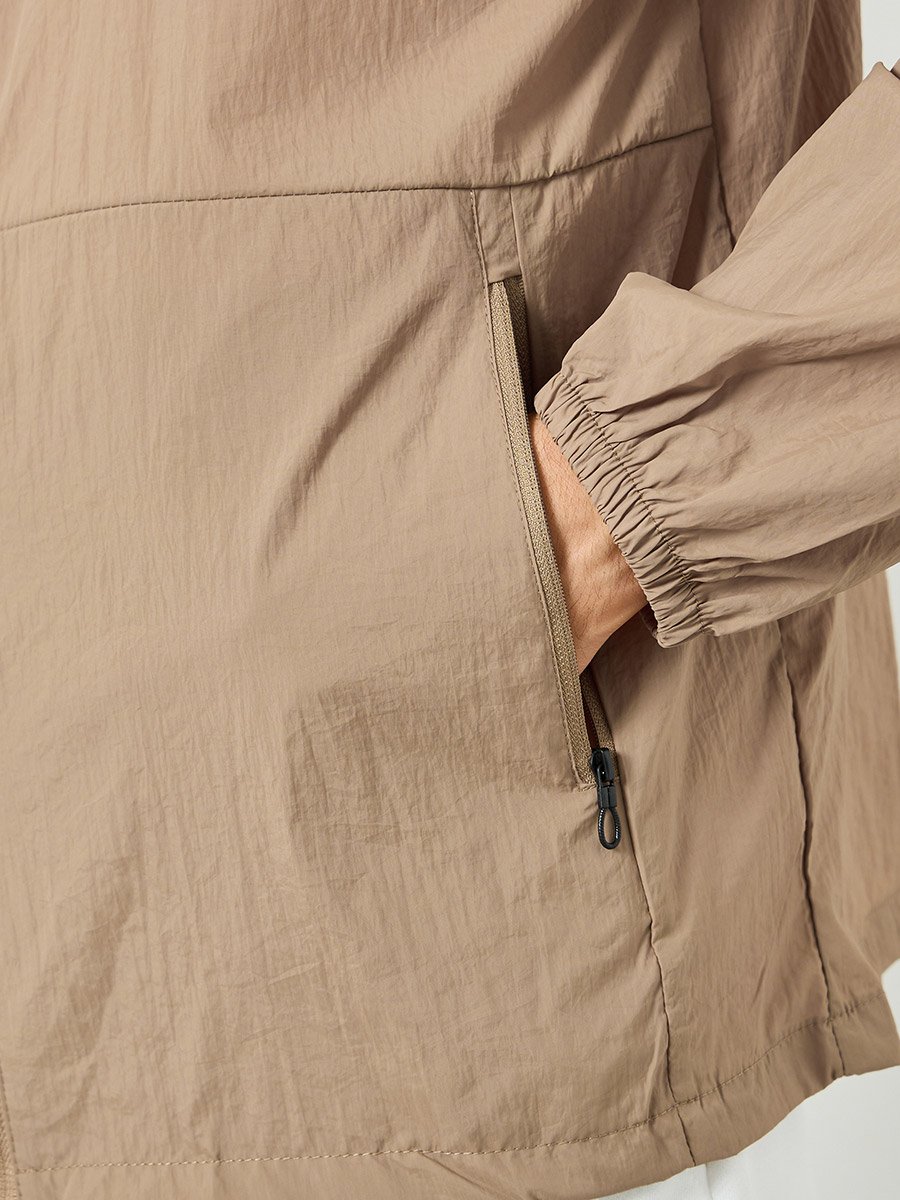 Men Khaki Zip-Up Jacket