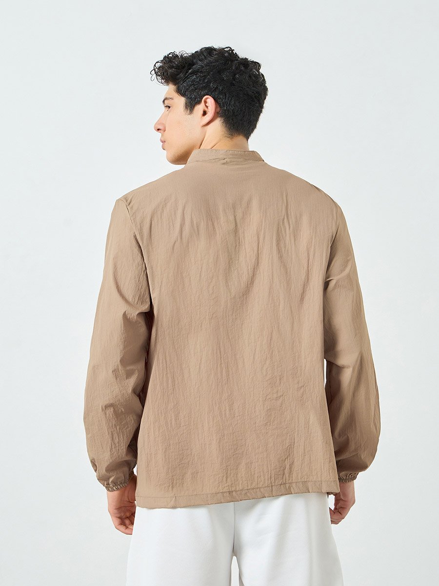 Men Khaki Zip-Up Jacket
