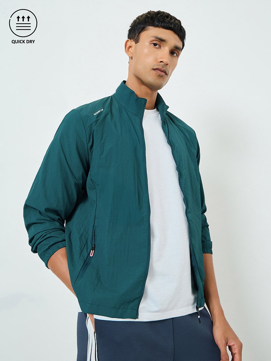 Men Teal Long Sleeve Jacket