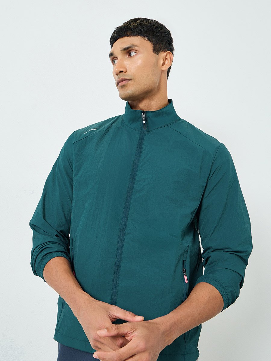 Men Teal Long Sleeve Jacket