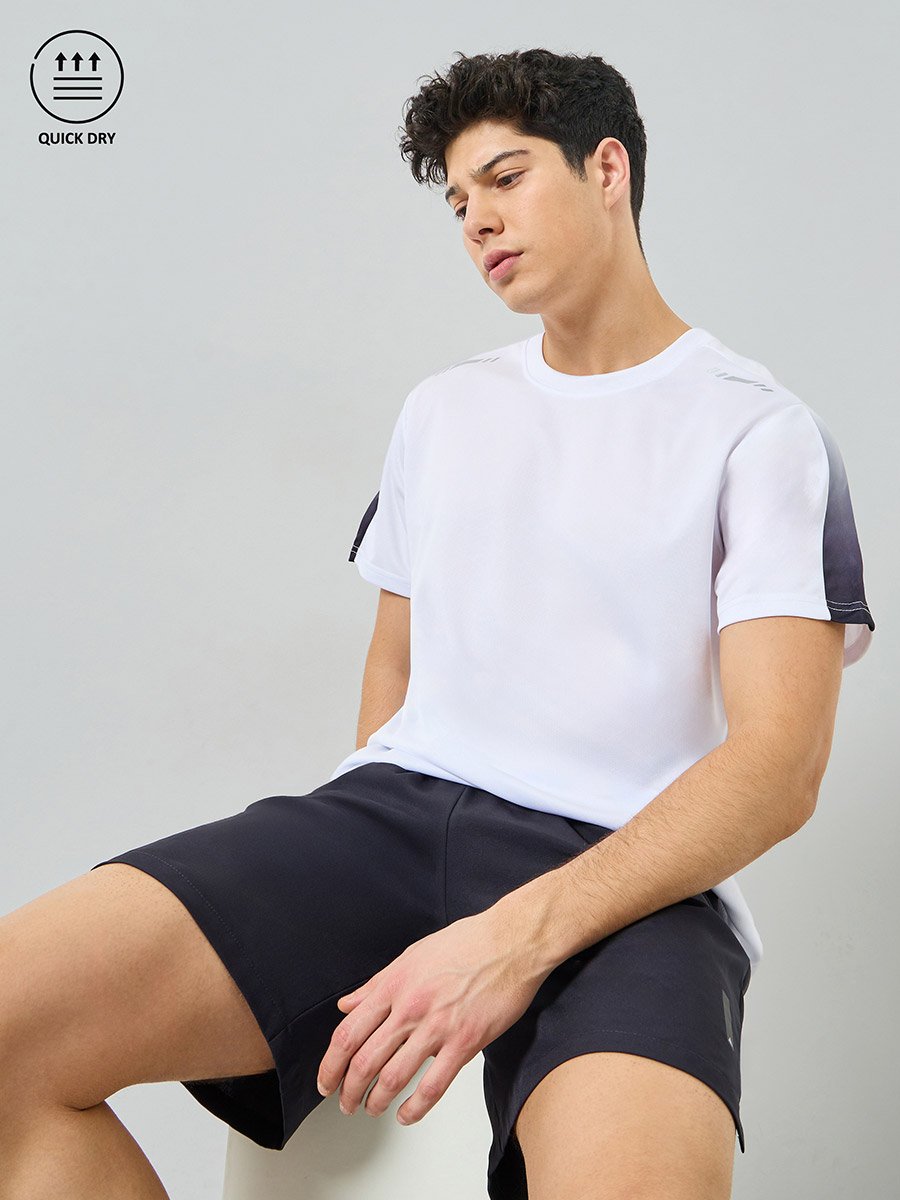Men White Short Sleeve T-Shirt and Shorts Set