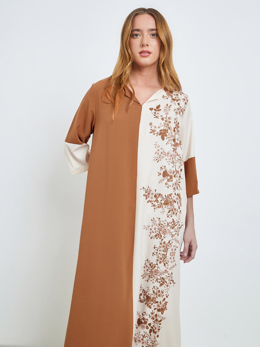 Color Block 3/4 Sleeves Jalabiya