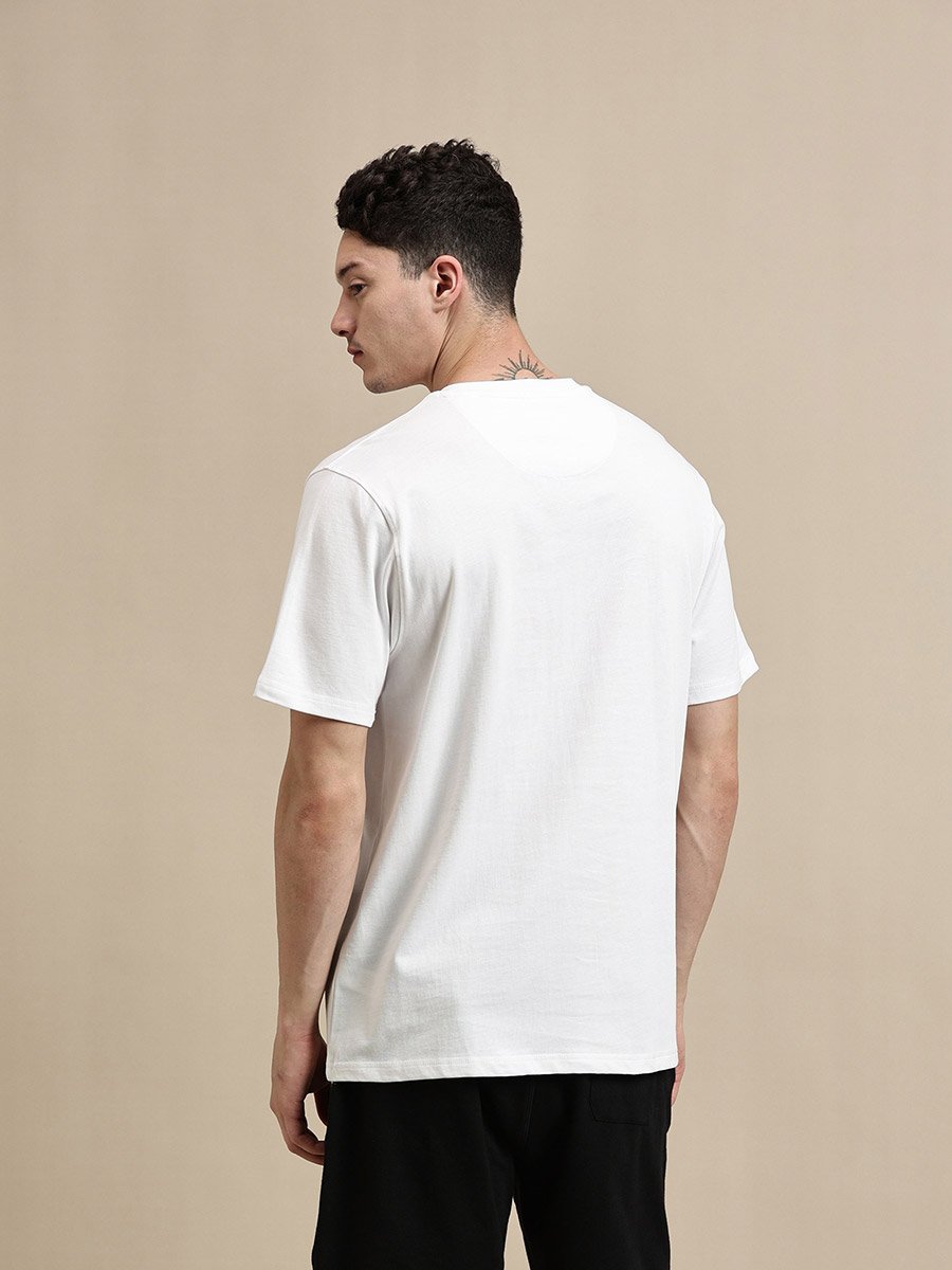 Men White Crew Neck 100% Cotton Comfort Fit T-Shirt