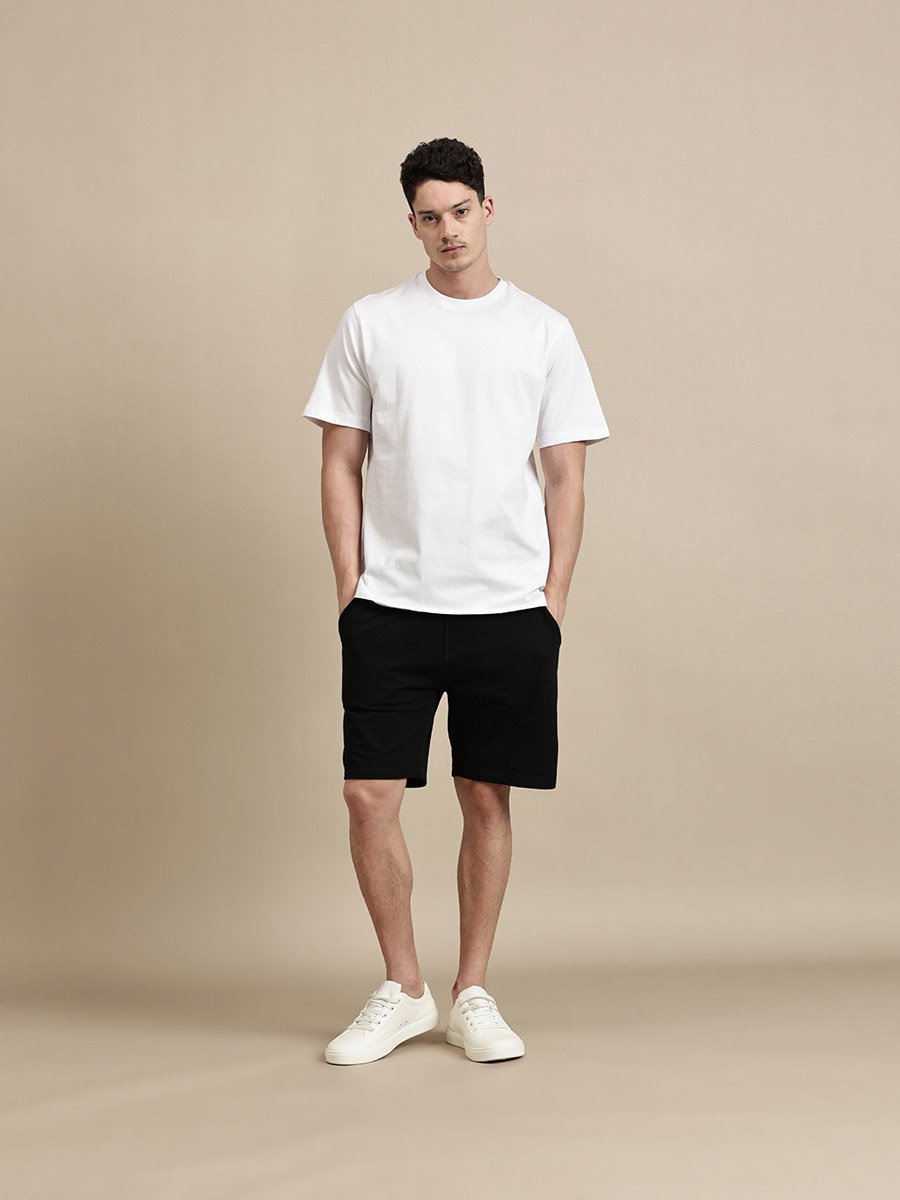 Men White Crew Neck 100% Cotton Comfort Fit T-Shirt