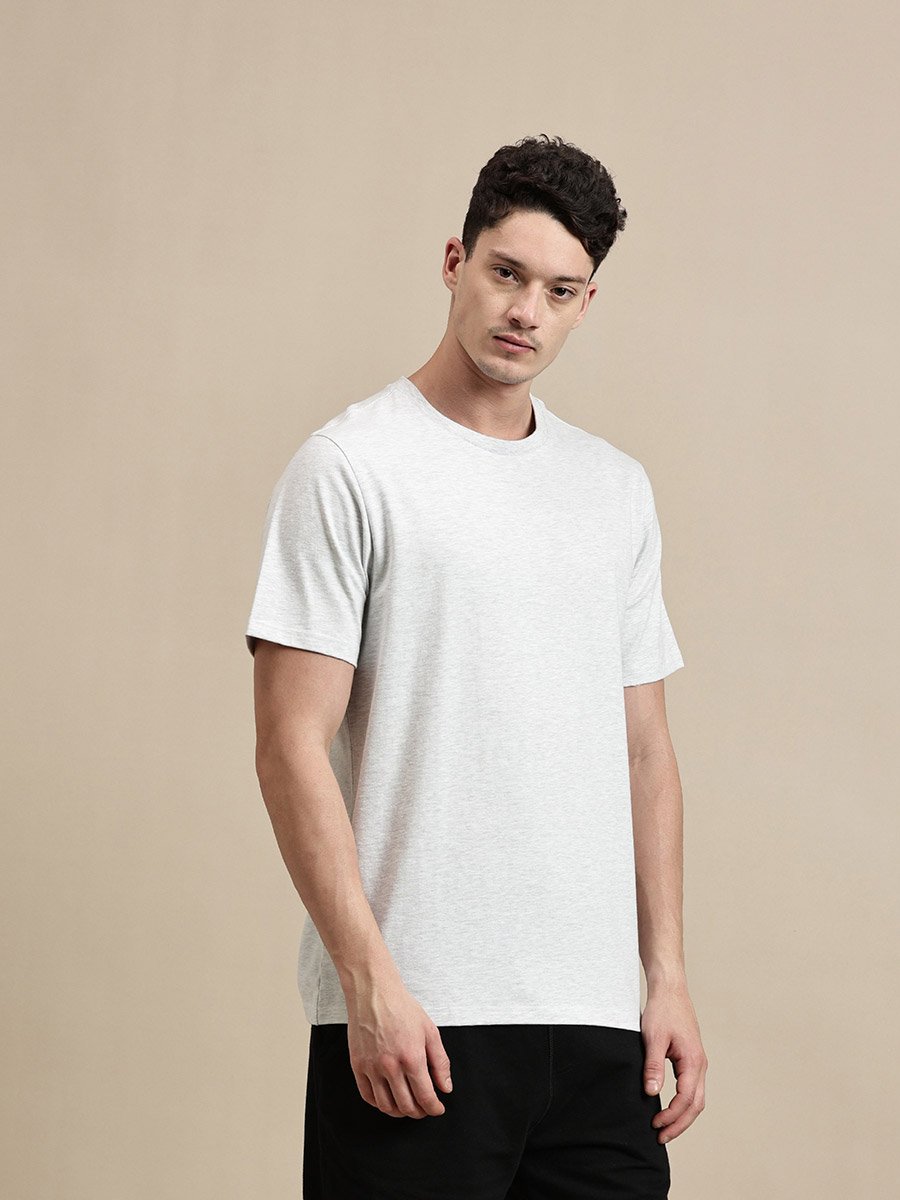Men White Crew Neck 100% Cotton Comfort Fit T-Shirt