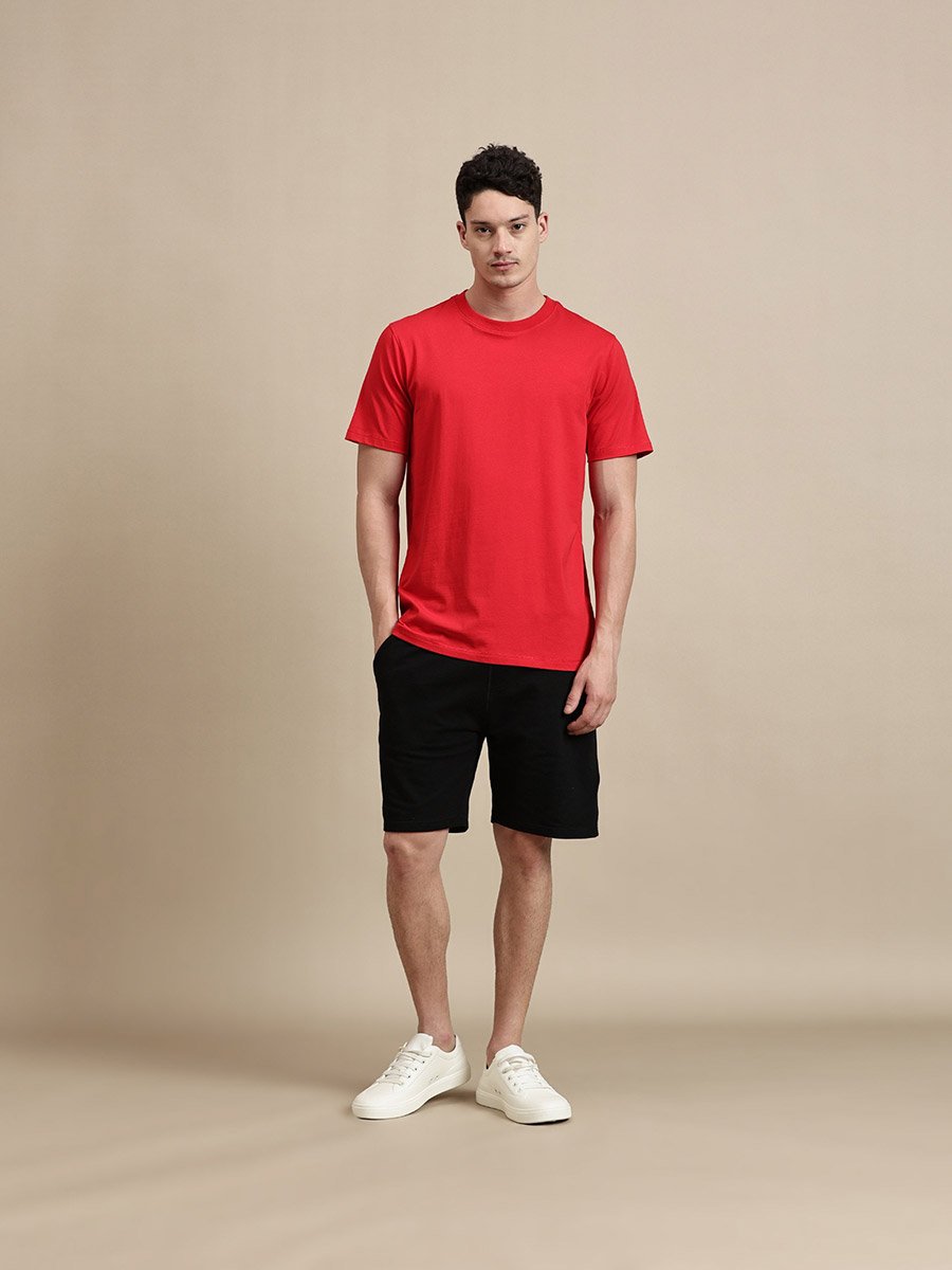 Men Red Crew Neck Slim Fit T-Shirt
