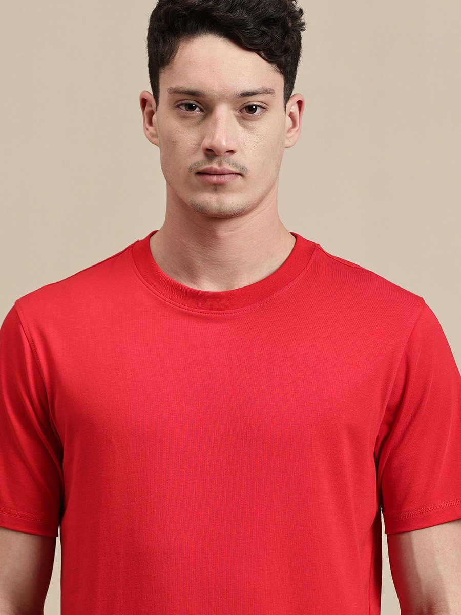 Men Red Crew Neck Slim Fit T-Shirt