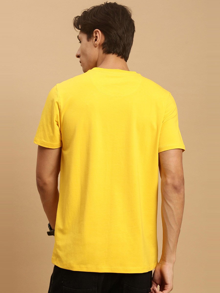 Men Mustard Crew Neck Slim Fit T-Shirt