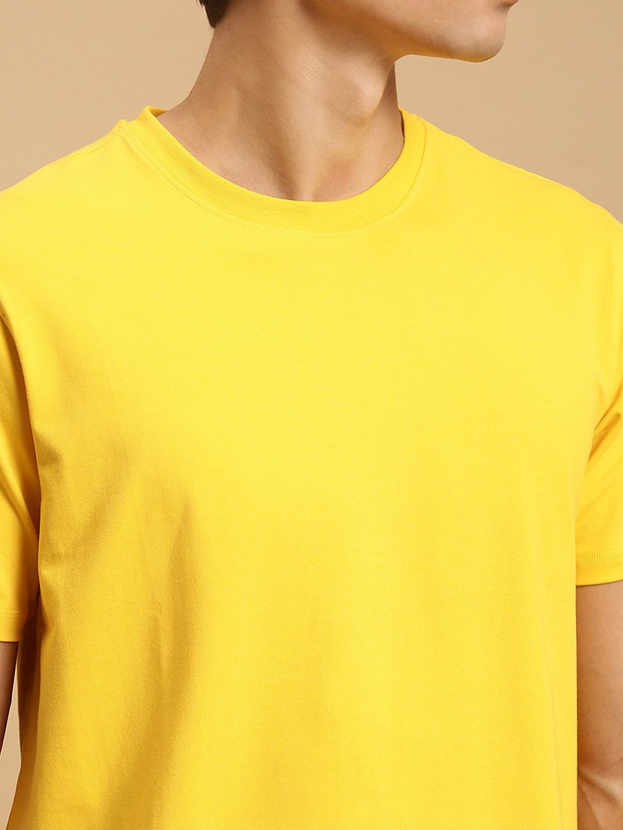 Men Mustard Crew Neck Slim Fit T-Shirt
