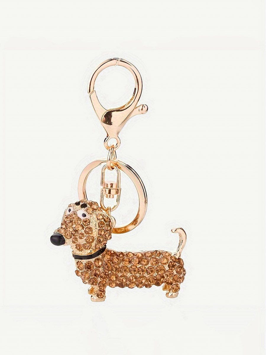 Embellished Dog Pendant Keychain