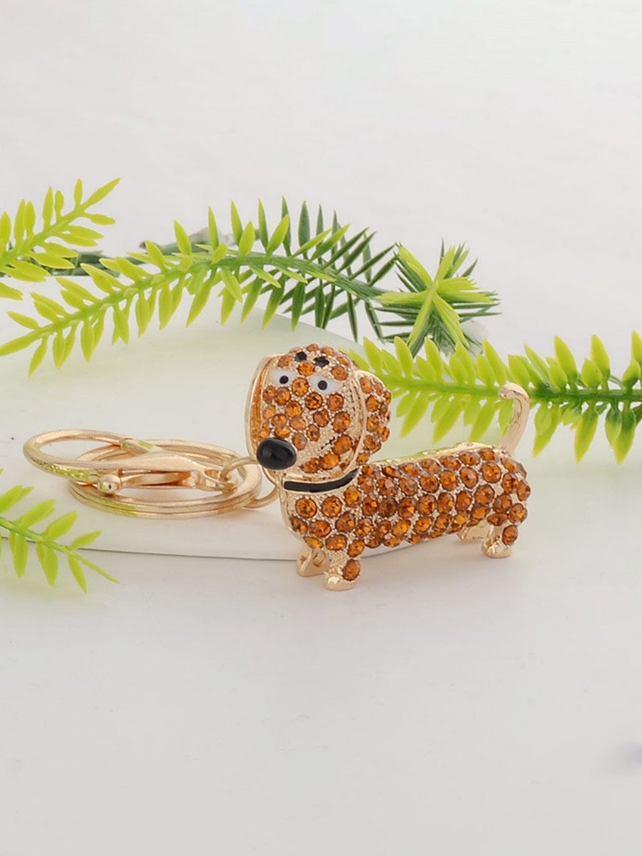 Embellished Dog Pendant Keychain