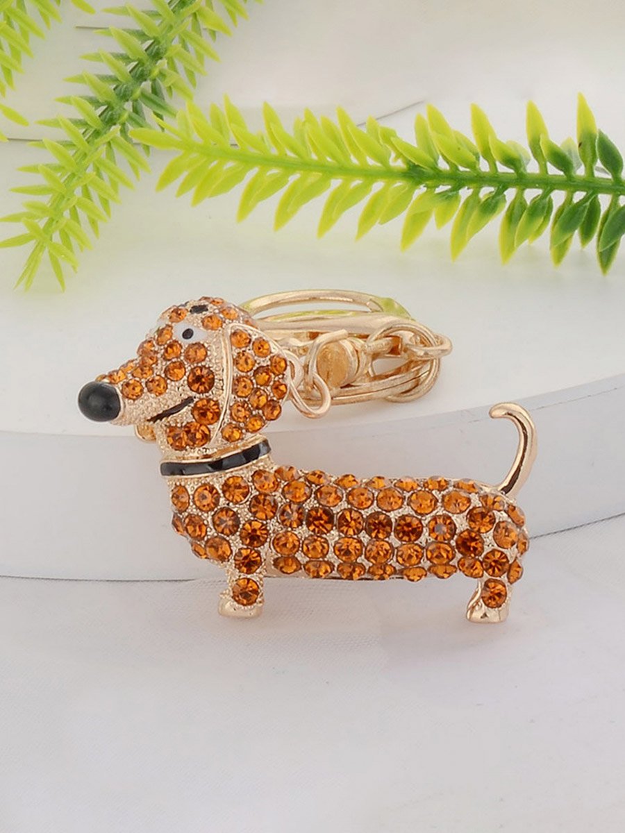 Embellished Dog Pendant Keychain