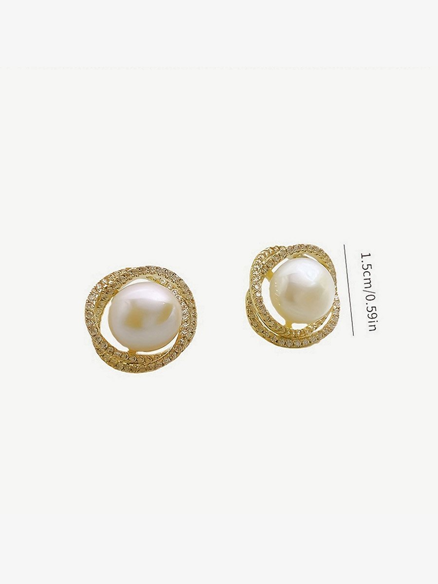 Rhinestone Faux Pearl Earrings