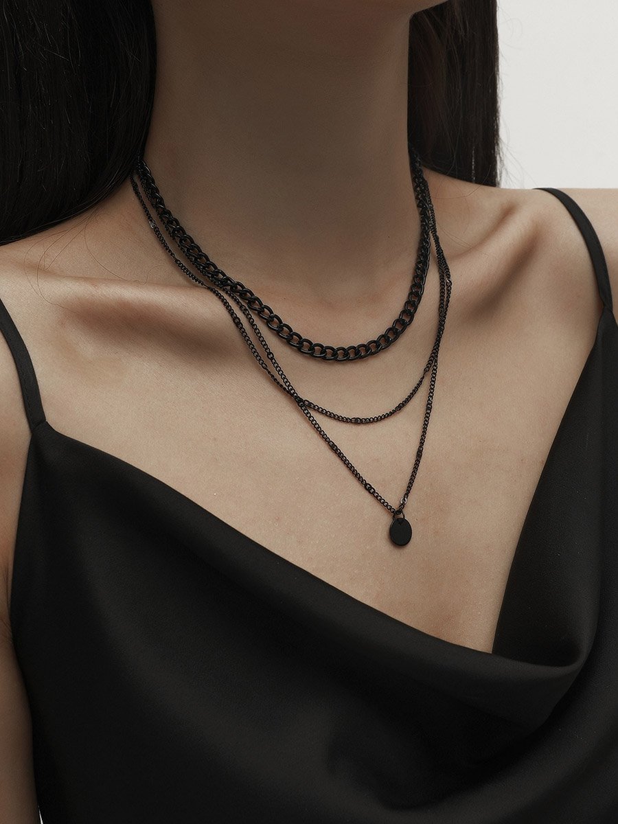 Layered Chain Pendant Necklace