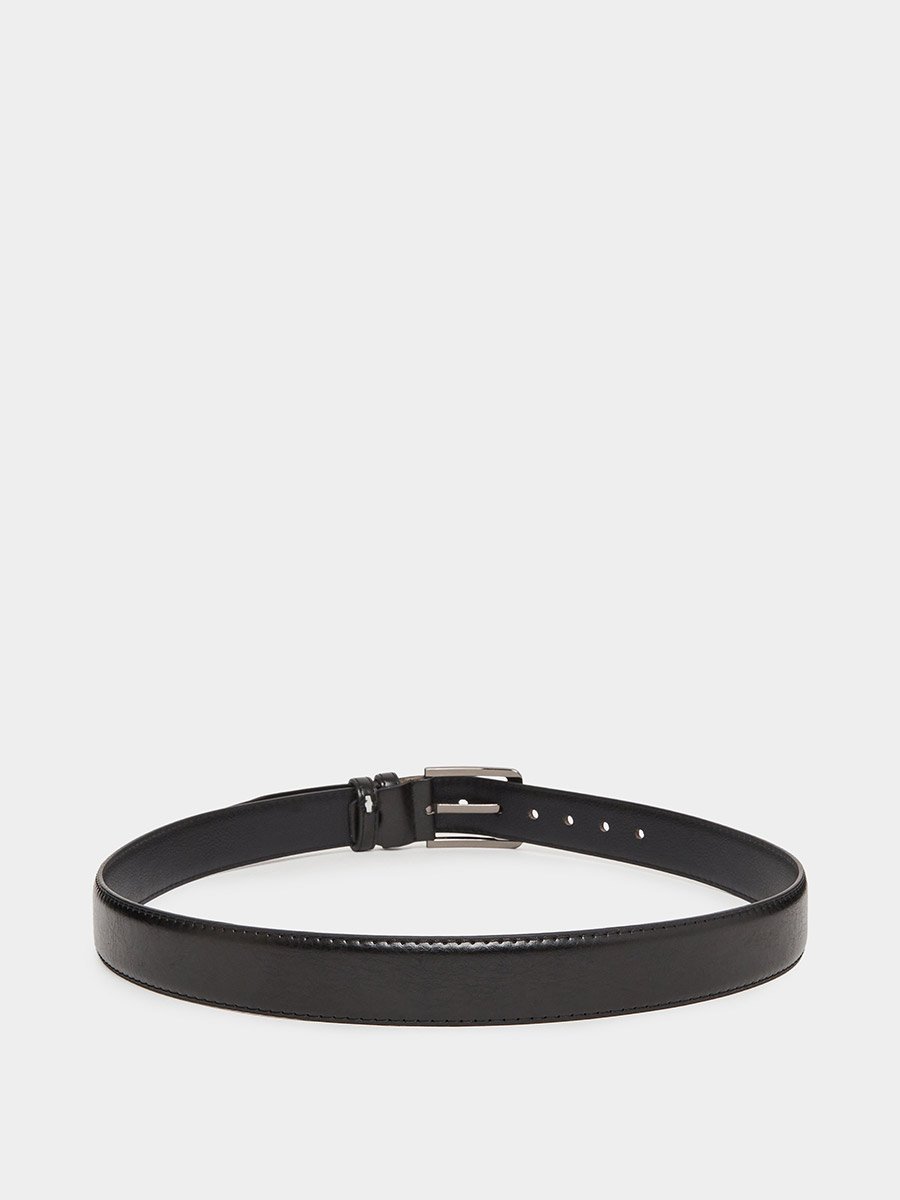 Black Faux Leather Square Buckle Belt