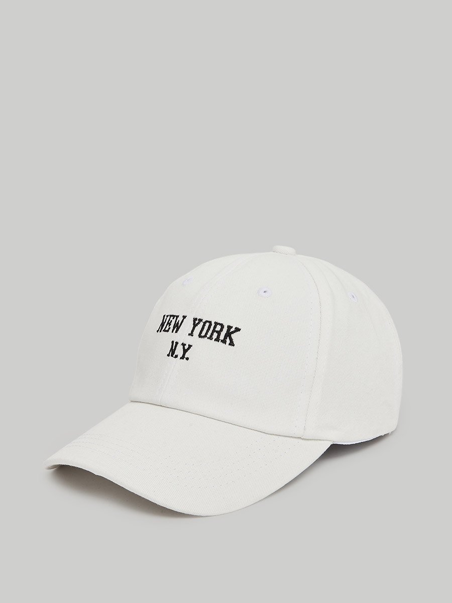 White Embroidered NY Baseball Cap