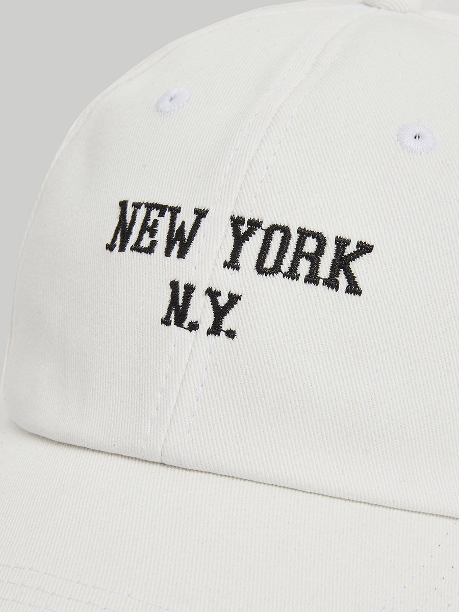 White Embroidered NY Baseball Cap