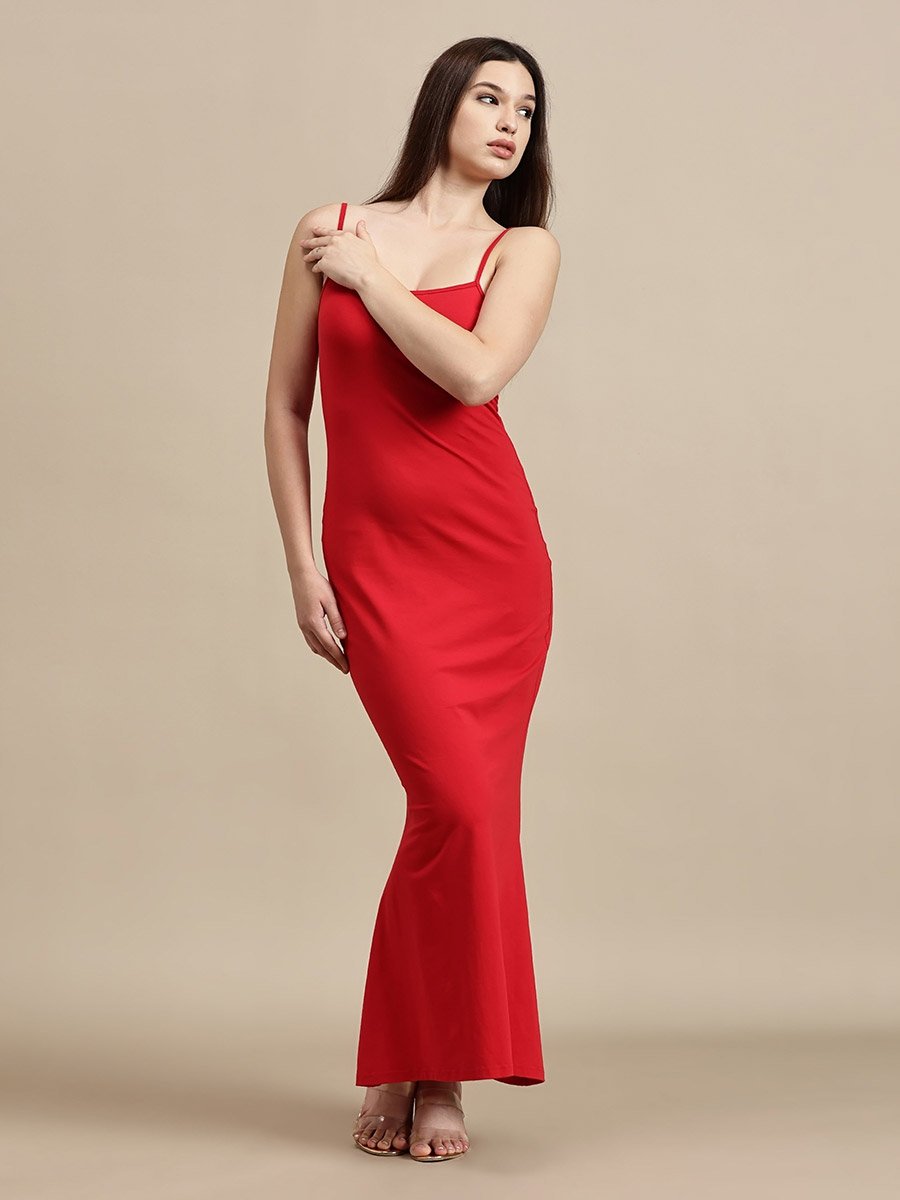 Red Plain Strappy Cami Maxi Dress