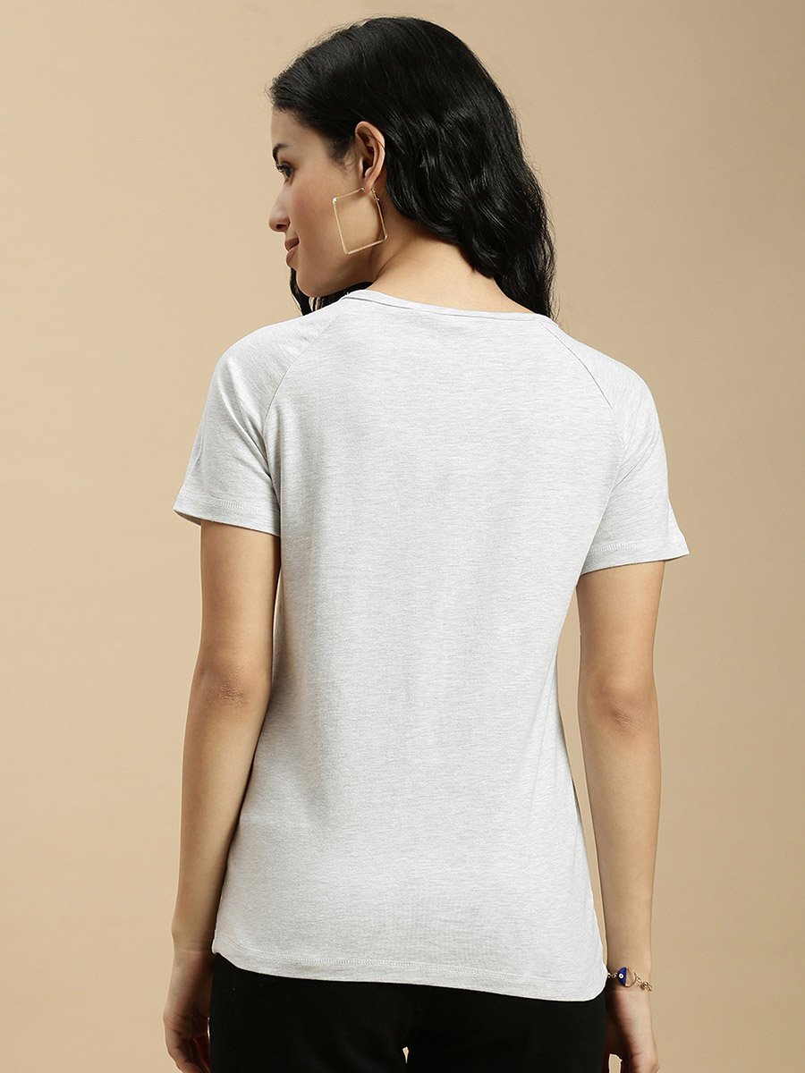 Off White Solid Raglan Sleeve Top