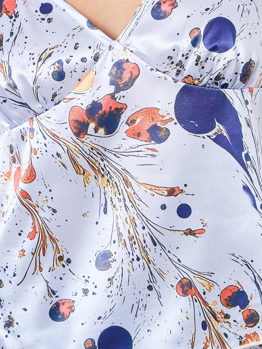 V Neck Printed Cami and Pyjama Set