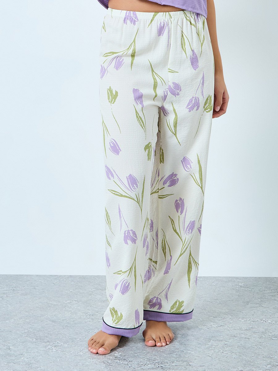 Lilac Textured Cami and Floral Pyjama Set