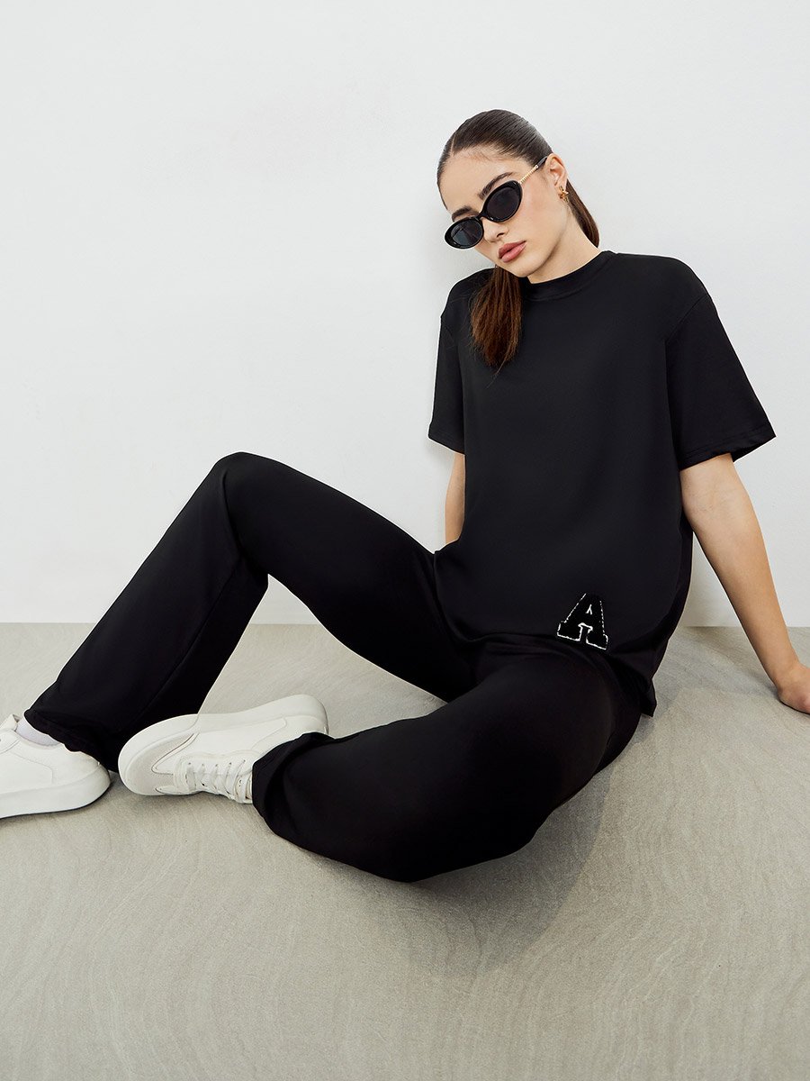 Black Short Sleeve T-Shirt and Leggings Co-Ords