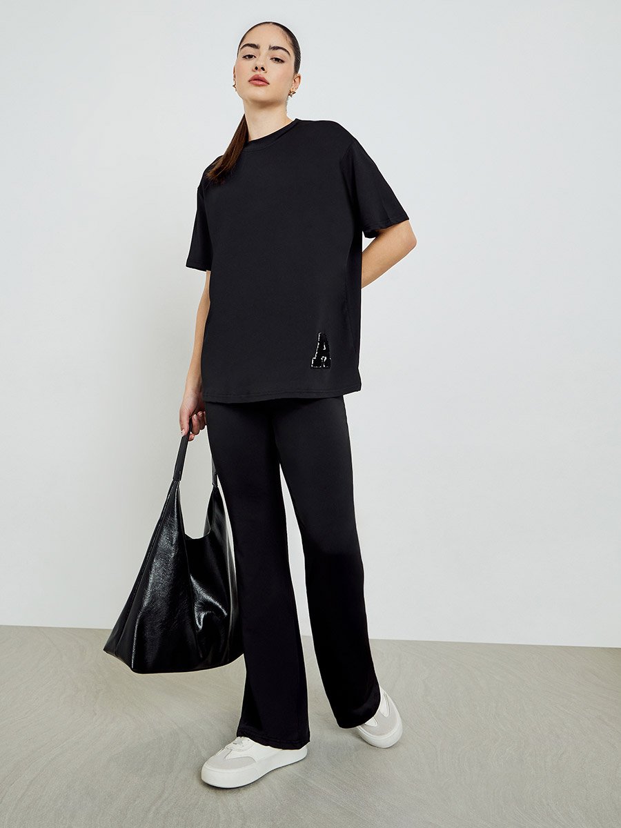 Black Short Sleeve T-Shirt and Leggings Co-Ords