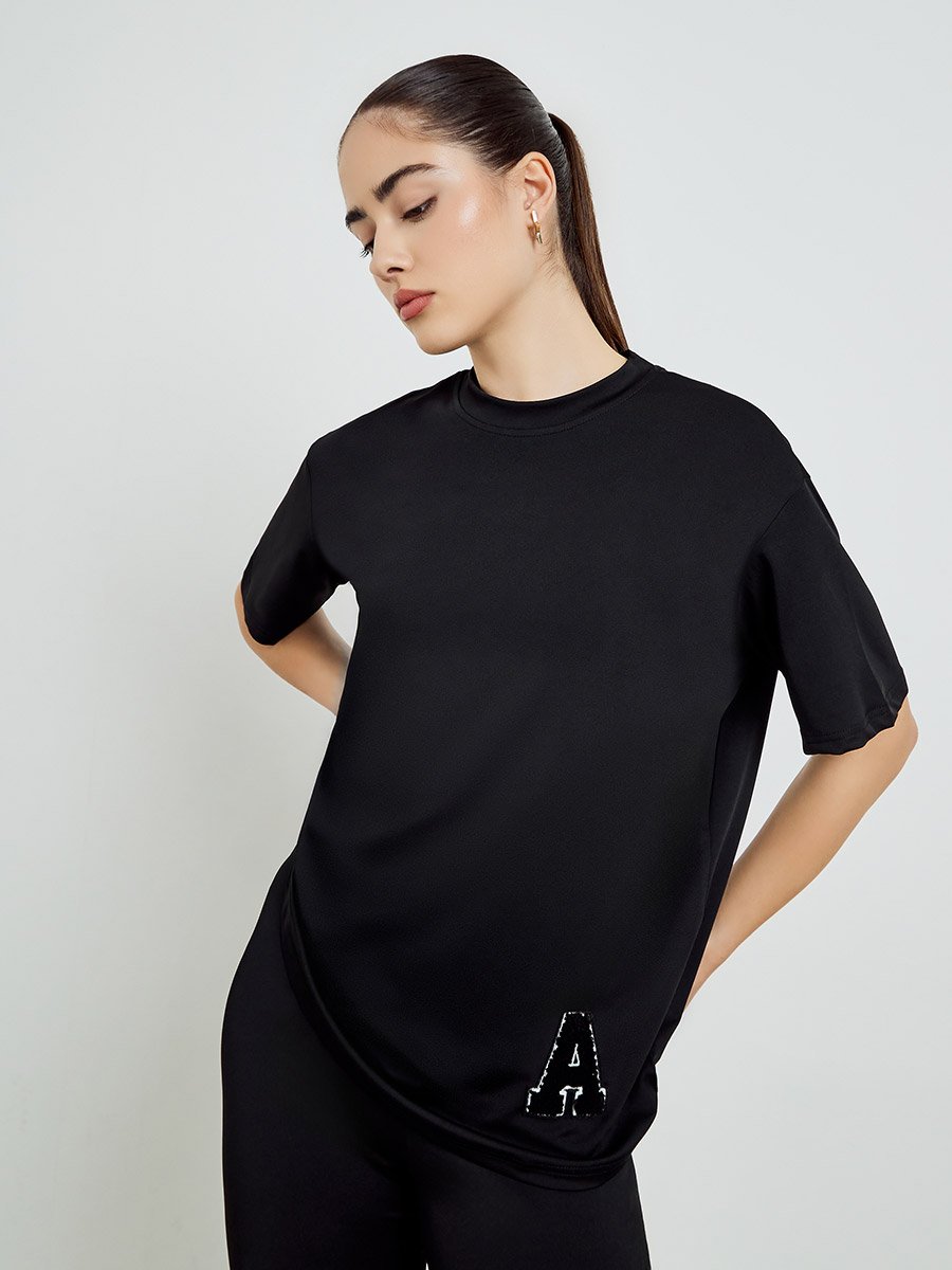 Black Short Sleeve T-Shirt and Leggings Co-Ords