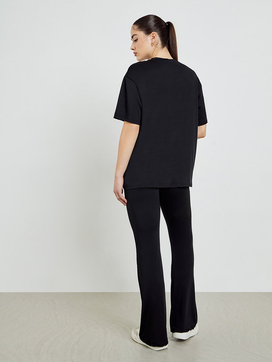Black Short Sleeve T-Shirt and Leggings Co-Ords