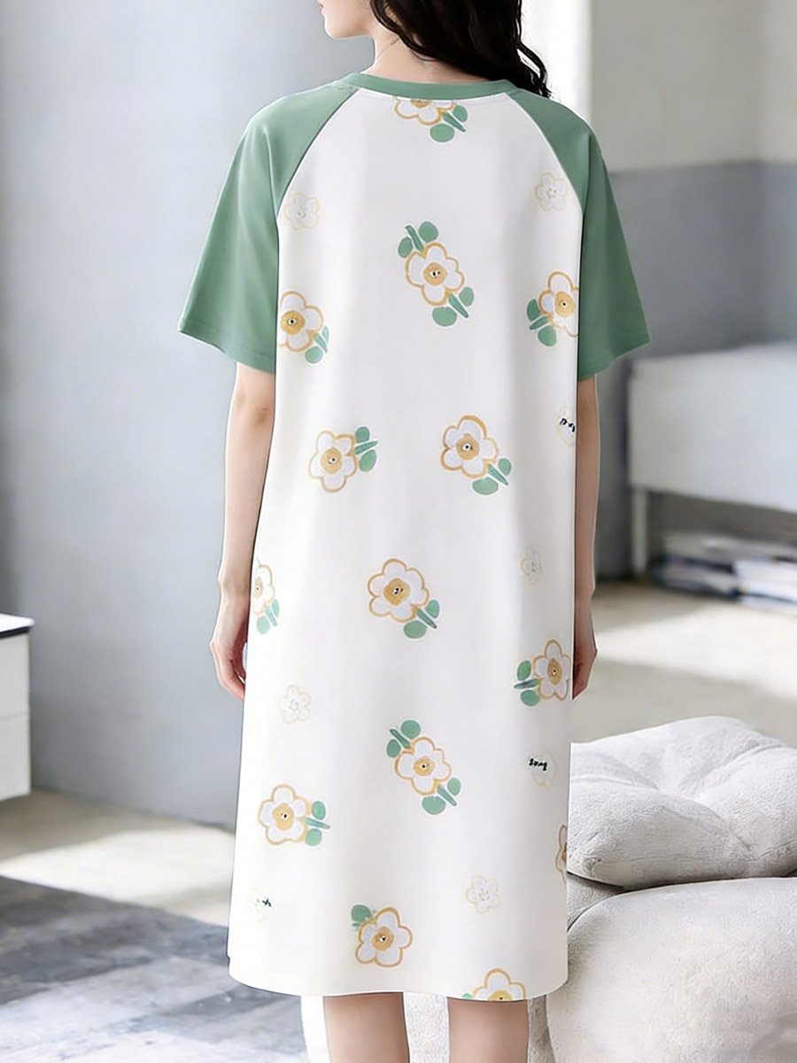 Floral Print Short Sleeve Nightdress