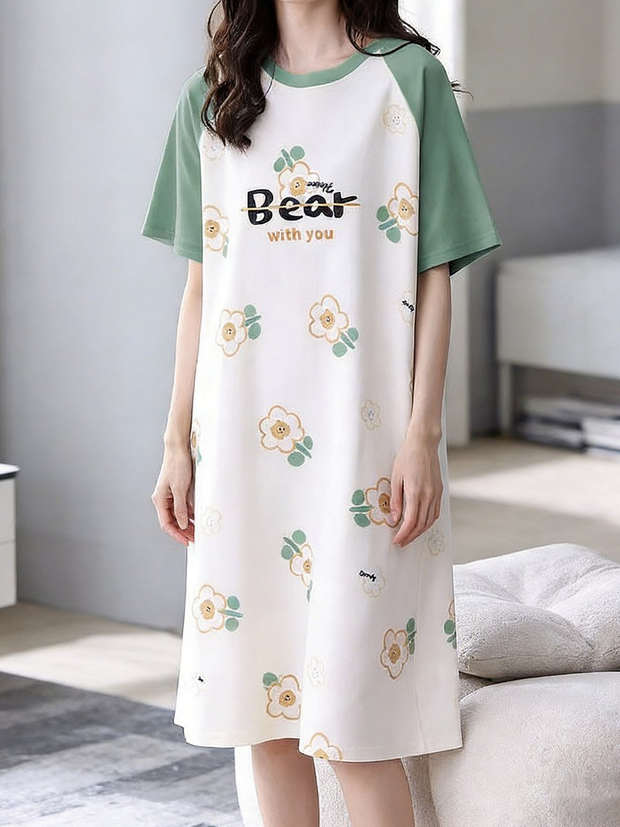 Floral Print Short Sleeve Nightdress
