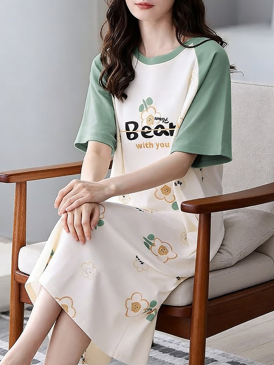 Floral Print Short Sleeve Nightdress