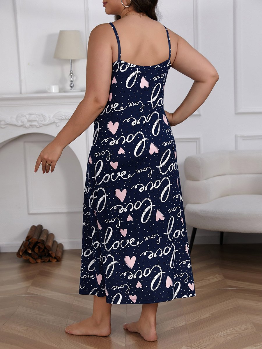 Plus Size Love Print Cami Nightdress