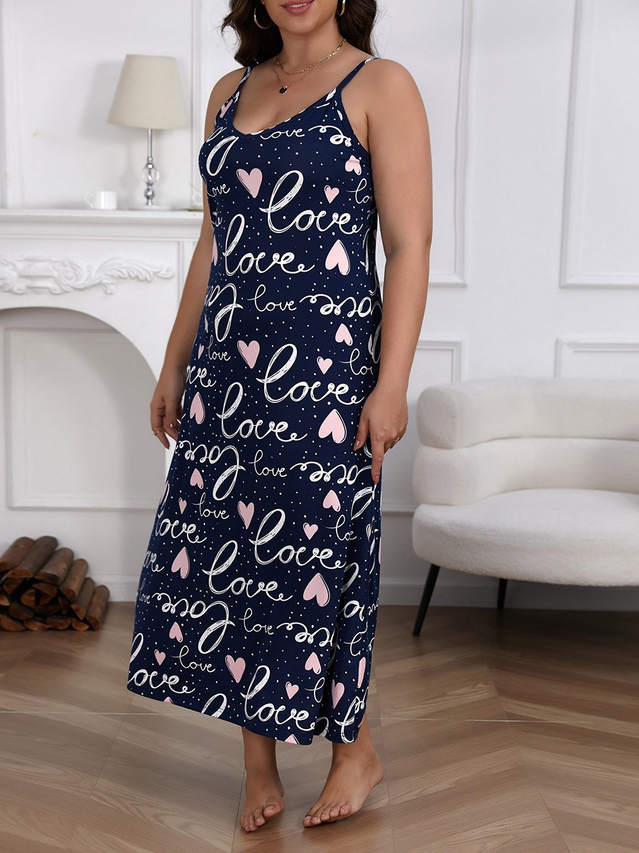 Plus Size Love Print Cami Nightdress