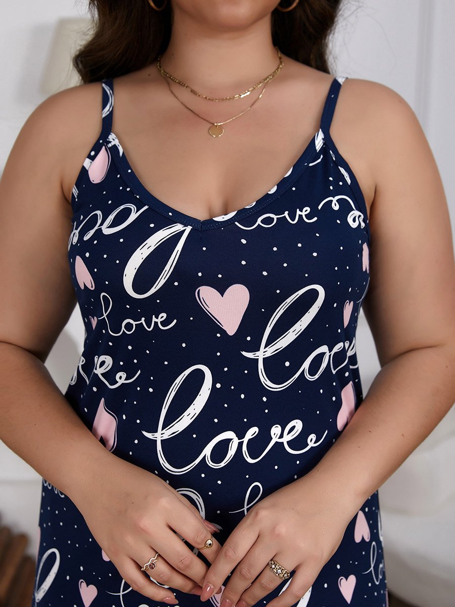 Plus Size Love Print Cami Nightdress
