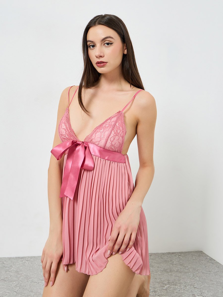 strapless open back dress Reagan Satin Pleated Midi Dress