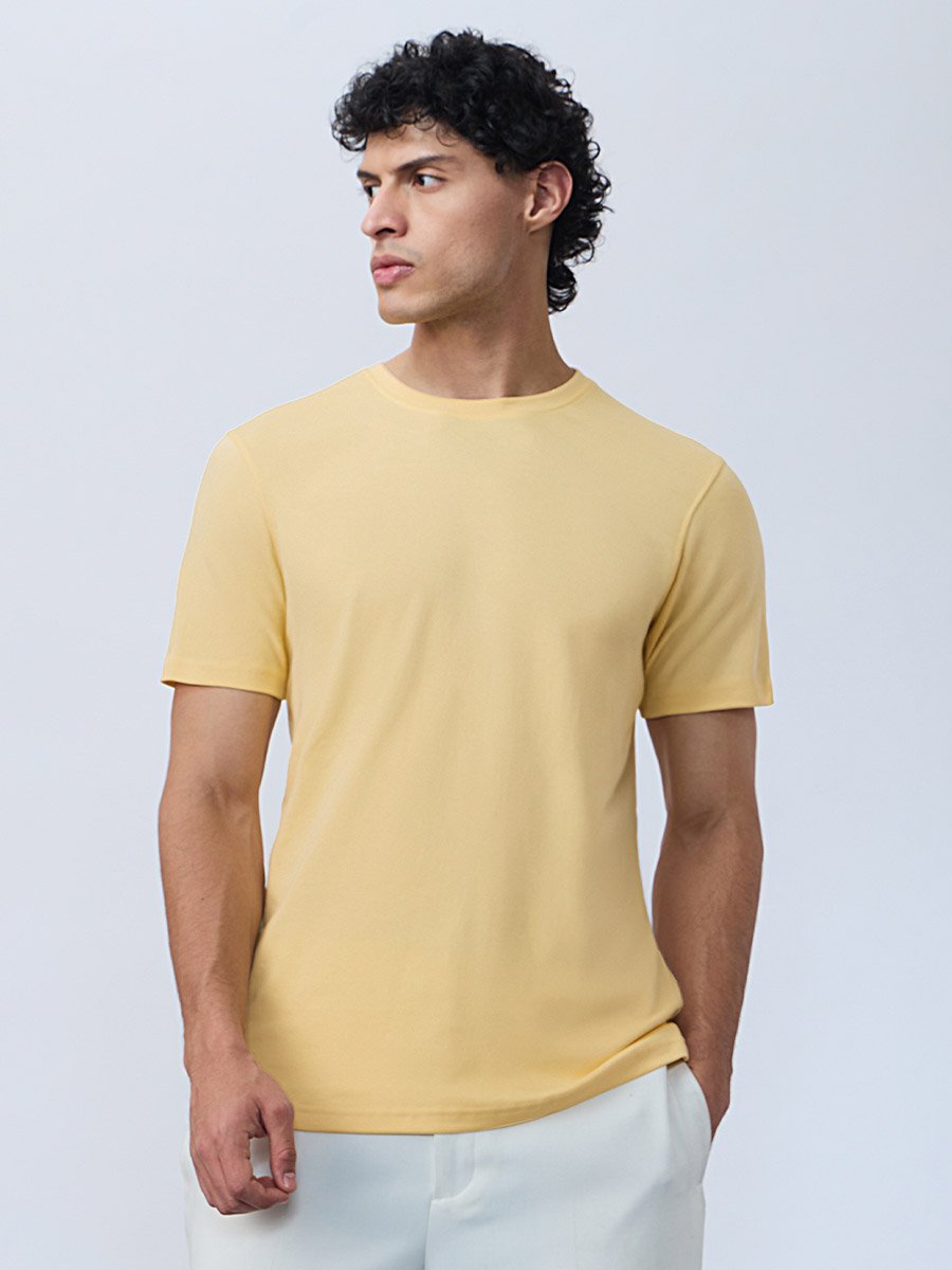 Men Yellow Supima Cotton T-Shirt