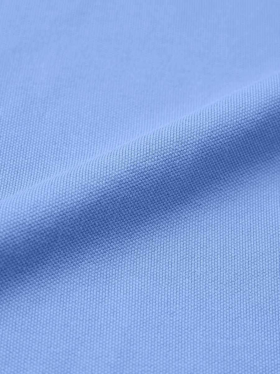 Blue Cotton Blend Short Sleeve Polo