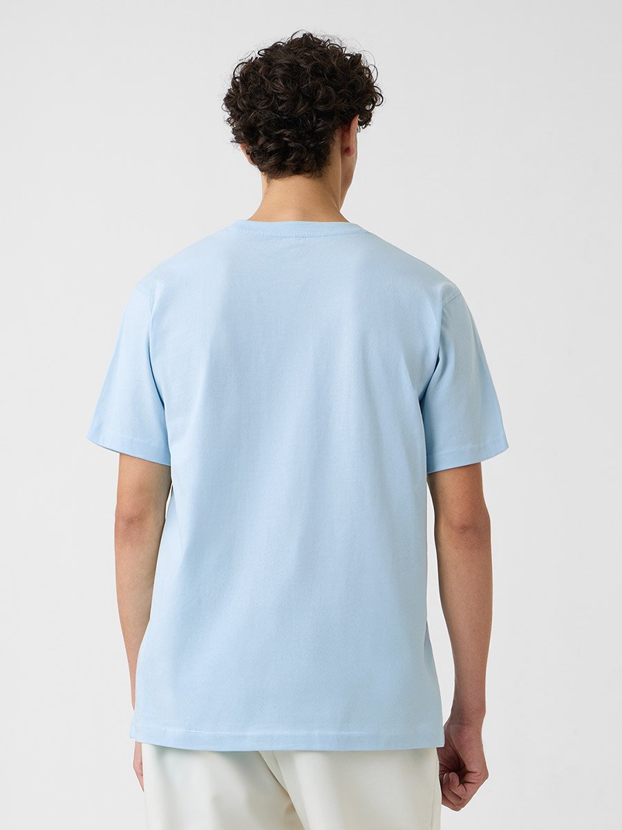 Men Blue Printed Oversized T-Shirt