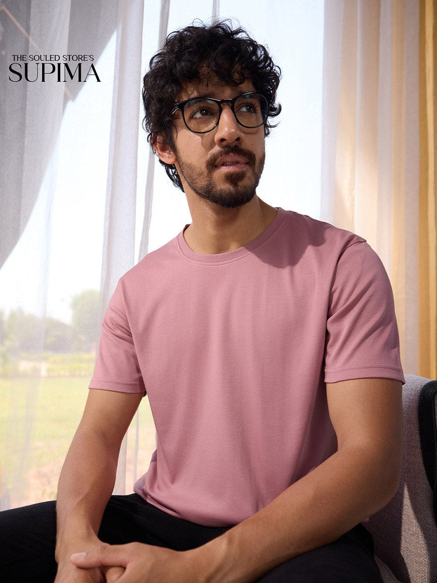 Pink Round Neck Supima Cotton T-Shirt