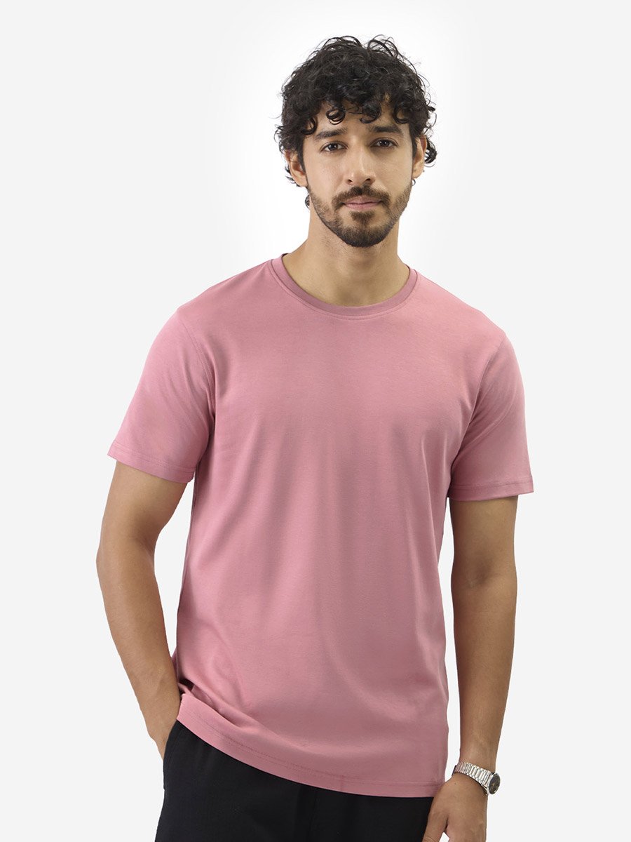Pink Round Neck Supima Cotton T-Shirt