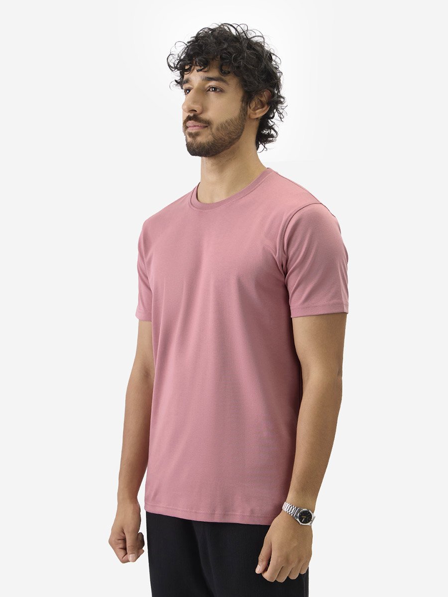 Pink Round Neck Supima Cotton T-Shirt