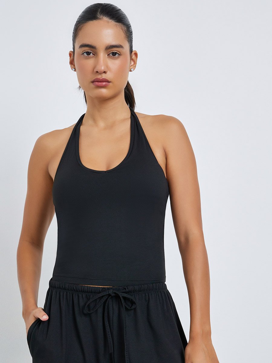 Back Dual Strap Crop Top and Straight Pants Set