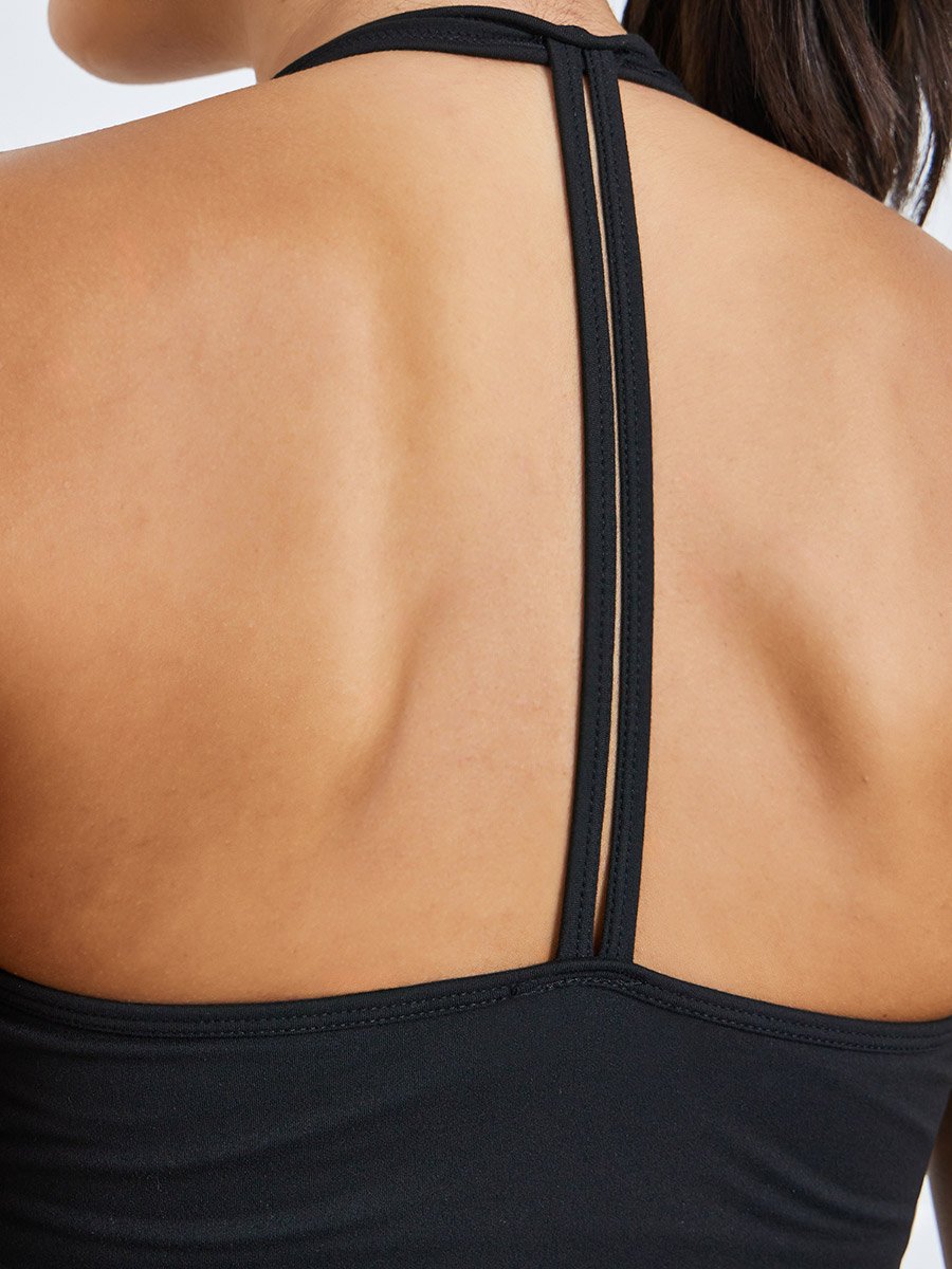 Back Dual Strap Crop Top and Straight Pants Set